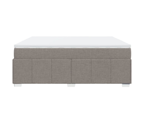 Cama box spring con colchón tela gris taupe 200x200 cm