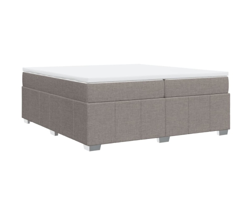 Cama box spring con colchón tela gris taupe 200x200 cm