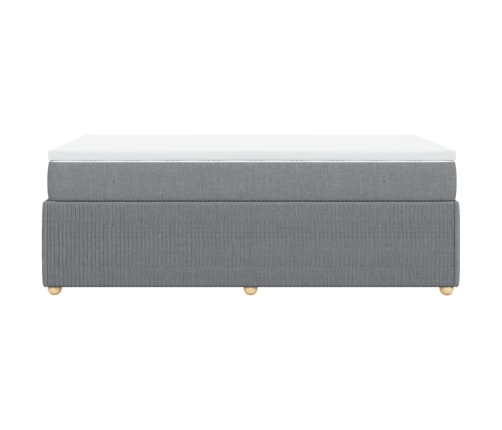 Cama box spring con colchón tela gris claro 80x200 cm