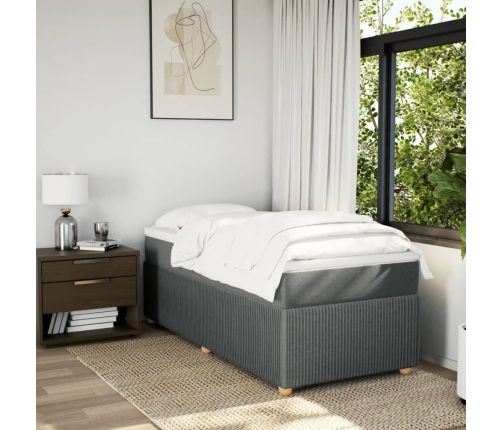 Cama box spring con colchón tela gris oscuro 80x200 cm