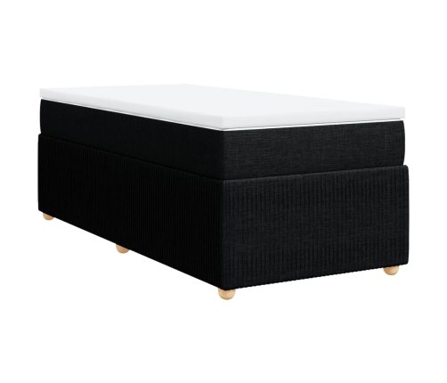 Cama box spring con colchón tela negro 80x200 cm