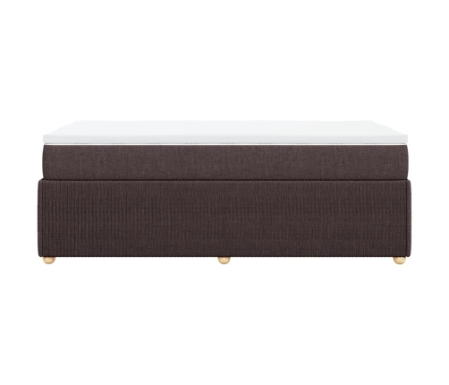 Cama box spring con colchón tela marrón oscuro 80x200 cm