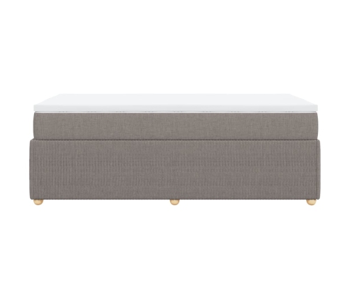 Cama box spring con colchón tela gris taupe 80x200 cm