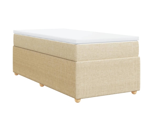 Cama box spring con colchón tela color crema 80x200 cm