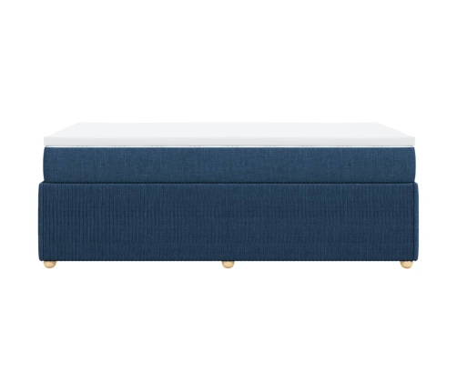 Cama box spring con colchón tela azul 80x200 cm