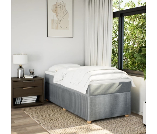 Cama box spring con colchón tela gris claro 90x190 cm