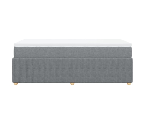 Cama box spring con colchón tela gris claro 90x190 cm