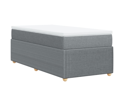 Cama box spring con colchón tela gris claro 90x190 cm