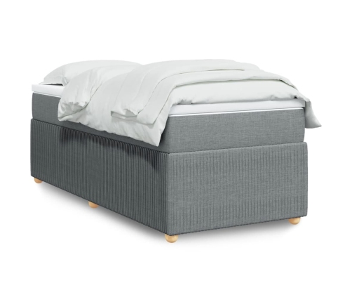 Cama box spring con colchón tela gris claro 90x190 cm