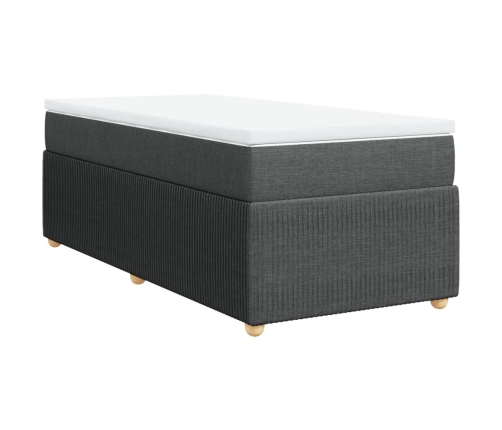 Cama box spring con colchón tela gris oscuro 90x190 cm