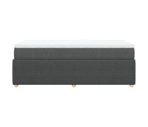 Cama box spring con colchón tela gris oscuro 90x190 cm