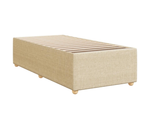 Cama box spring con colchón tela color crema 90x190 cm