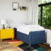 Cama box spring con colchón tela azul 90x200 cm