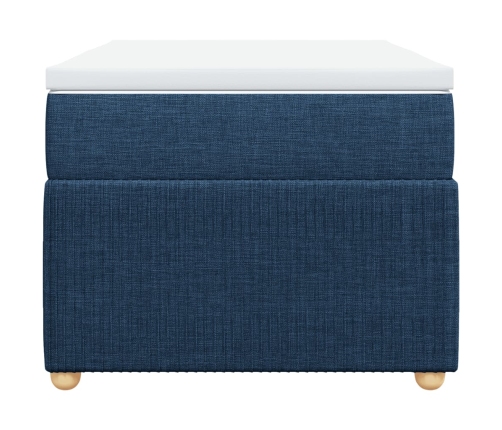 Cama box spring con colchón tela azul 90x200 cm