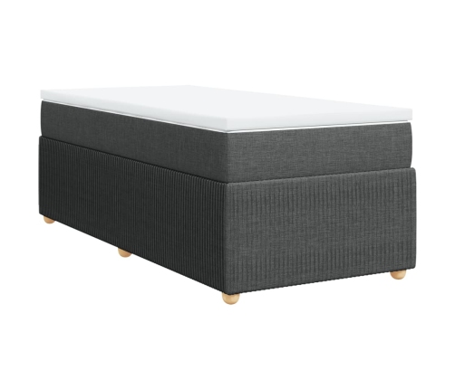 Cama box spring con colchón tela gris oscuro 100x200 cm