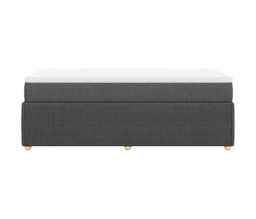 Cama box spring con colchón tela gris oscuro 100x200 cm