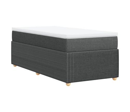 Cama box spring con colchón tela gris oscuro 100x200 cm