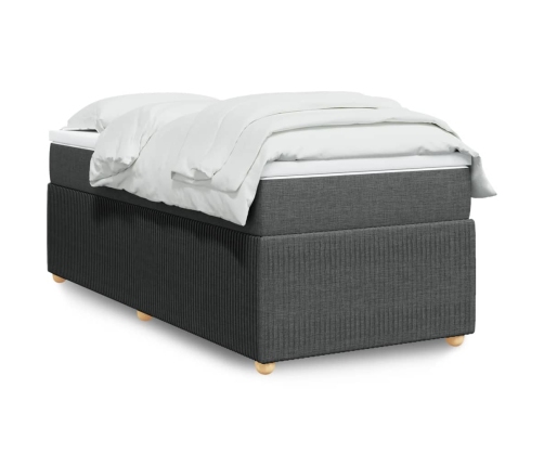 Cama box spring con colchón tela gris oscuro 100x200 cm