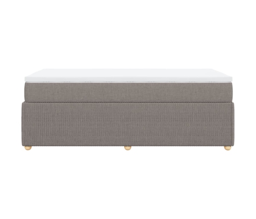 Cama box spring con colchón tela gris taupe 100x200 cm