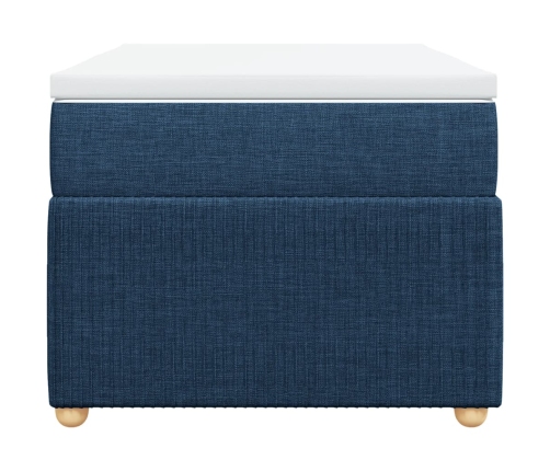 Cama box spring con colchón tela azul 100x200 cm