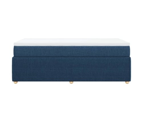 Cama box spring con colchón tela azul 100x200 cm