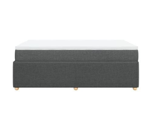 Cama box spring con colchón tela gris oscuro 120x190 cm