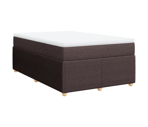 Cama box spring con colchón tela marrón oscuro 120x190 cm