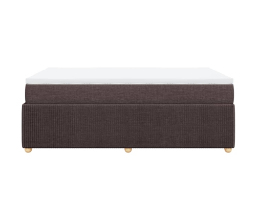 Cama box spring con colchón tela marrón oscuro 120x190 cm