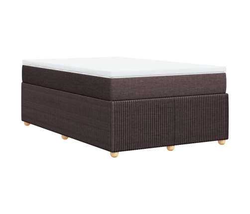 Cama box spring con colchón tela marrón oscuro 120x190 cm