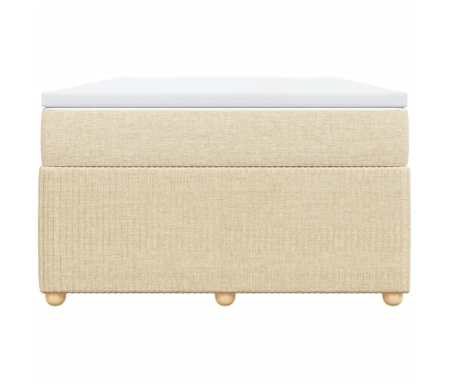 Cama box spring con colchón tela color crema 120x190 cm