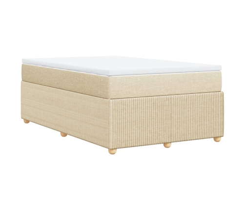 Cama box spring con colchón tela color crema 120x190 cm
