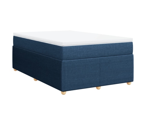 Cama box spring con colchón tela azul 120x190 cm