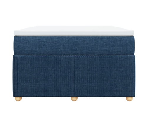 Cama box spring con colchón tela azul 120x190 cm