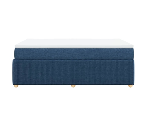 Cama box spring con colchón tela azul 120x190 cm