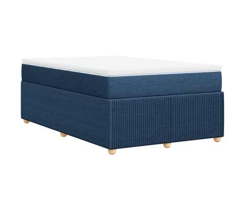 Cama box spring con colchón tela azul 120x190 cm