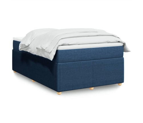 Cama box spring con colchón tela azul 120x190 cm