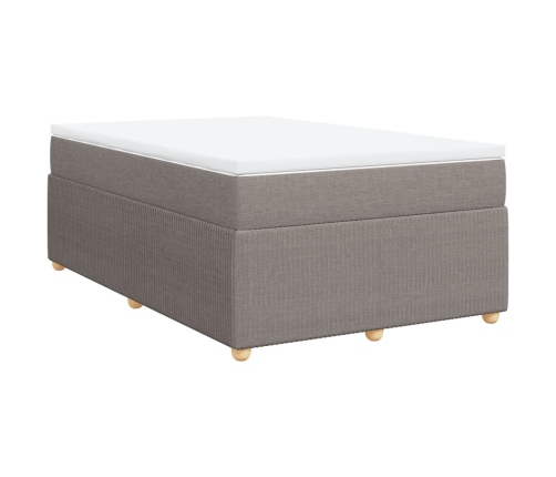 Cama box spring con colchón tela gris taupe 120x200 cm