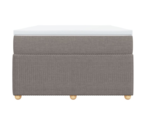 Cama box spring con colchón tela gris taupe 120x200 cm