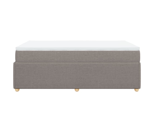 Cama box spring con colchón tela gris taupe 120x200 cm