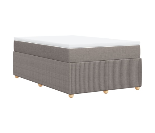 Cama box spring con colchón tela gris taupe 120x200 cm