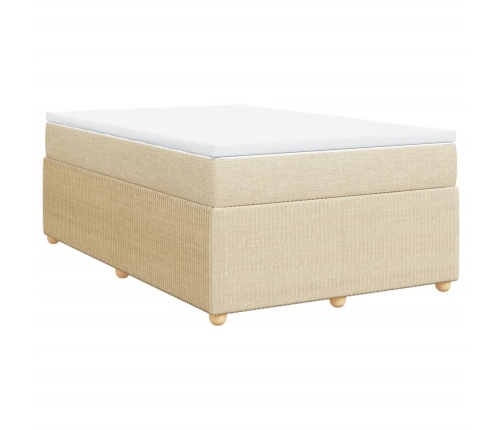 Cama box spring con colchón tela color crema 120x200 cm