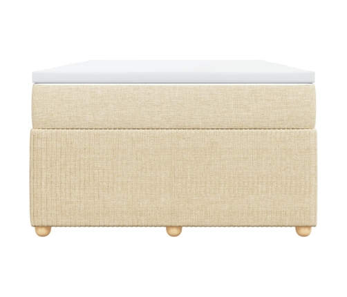 Cama box spring con colchón tela color crema 120x200 cm