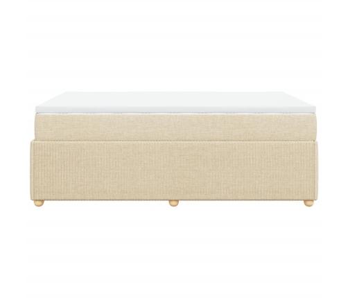 Cama box spring con colchón tela color crema 120x200 cm