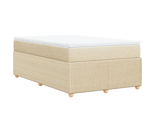 Cama box spring con colchón tela color crema 120x200 cm
