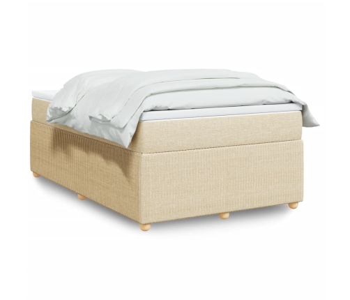 Cama box spring con colchón tela color crema 120x200 cm