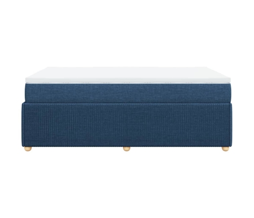 Cama box spring con colchón tela azul 120x200 cm