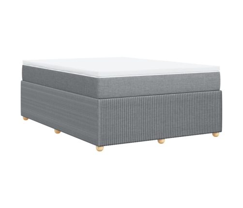 Cama box spring con colchón tela gris claro 140x190 cm