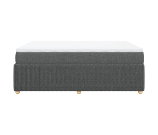 Cama box spring con colchón tela gris oscuro 140x190 cm