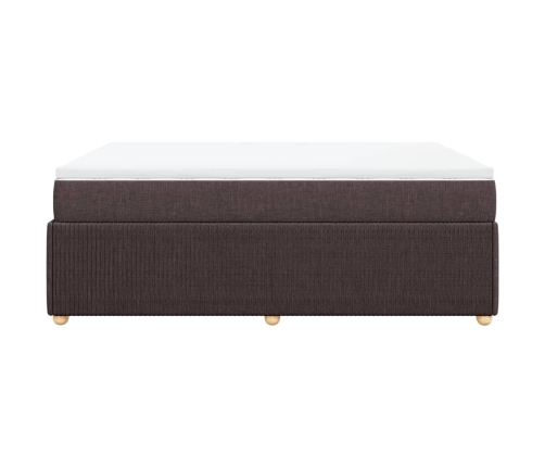 Cama box spring con colchón tela marrón oscuro 140x190 cm