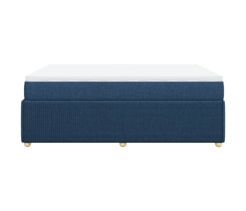 Cama box spring con colchón tela azul 140x190 cm